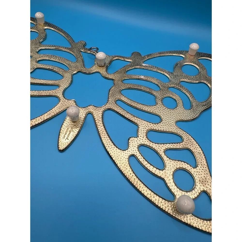 Leonard Set of 2 Butterfly Trivets Silverplate Vintage Wall Decor Silver 7x10